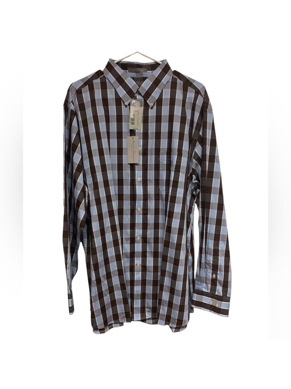 Daniel Cremieux blue brown plaid button down long sleeve mens shirt size XL NEW